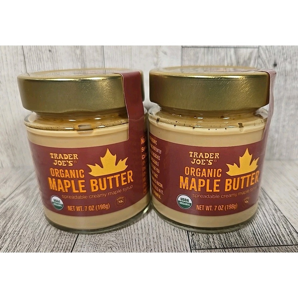 Trader Joe's Organic Maple Butter 7oz Jar Spreadable Maple Syrup KOSHER Lot of 2
